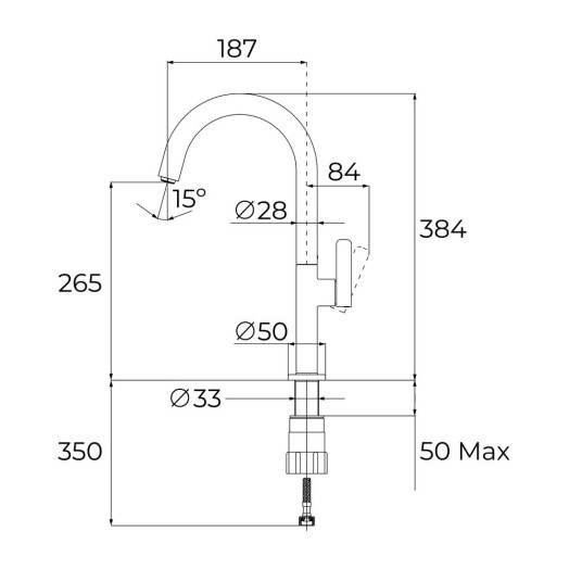 Змішувач Teka Oval 915 чорна латунь/хром