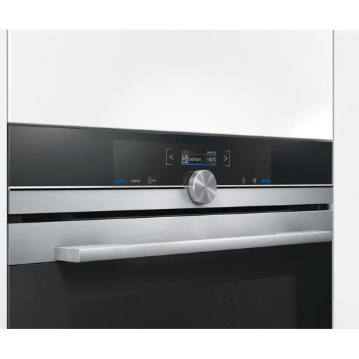 Мікрохвильова піч Siemens iQ700 CM633GBS1 конвекційна сріблясто-чорна