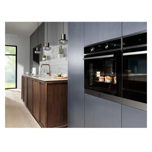 Electrolux 600 SteamBake EOD6C77WX Електрична парова духовка Конвекційний термозонд Пульт дистанційного керування Чорно-сталевий