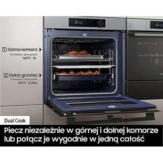 Samsung NV7B5745PAS Dual Cook Flex Електрична парова духовка з конвекцією AirFry Remote Control Silver