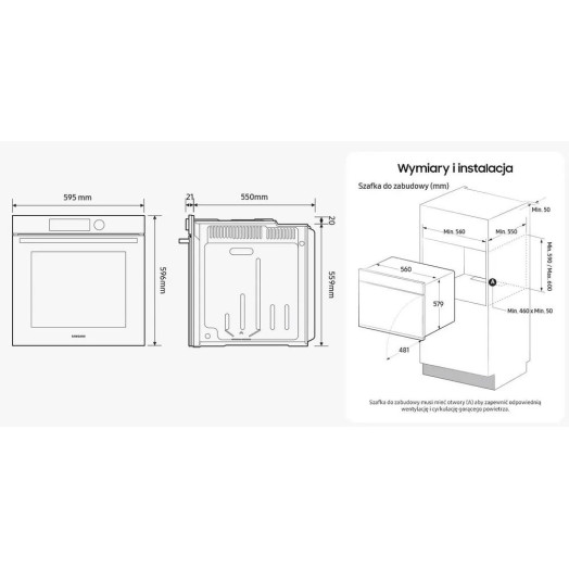 Samsung NV7B44207AK Dual Cook Пульт дистанційного керування для електричної духовки з конвекцією, чорний