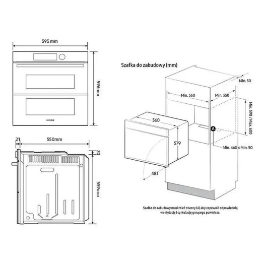 Samsung NV7B5785KAK Dual Cook Електрична пароварка з конвекцією AirFry Пульт дистанційного керування Чорне скло