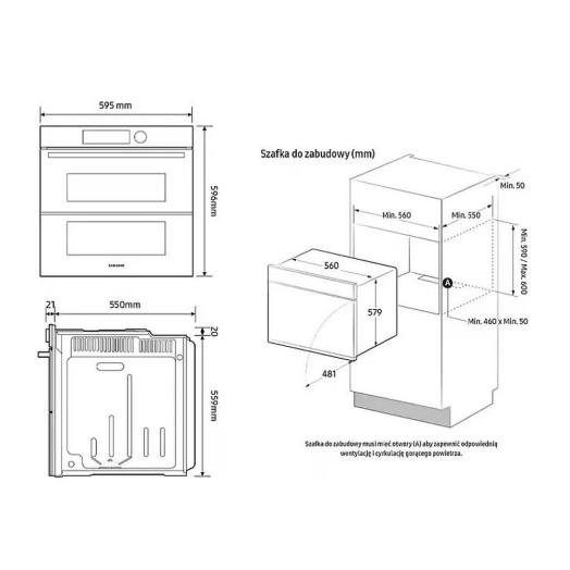 Samsung Bespoke NV7B6665IAA Dual Cook Електрична пароварка з конвекцією AirFry Пульт дистанційного керування Бежевий