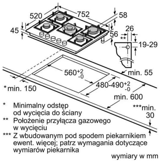 Варильна поверхня газова Siemens iQ500 EP7A6QB90 75.2см