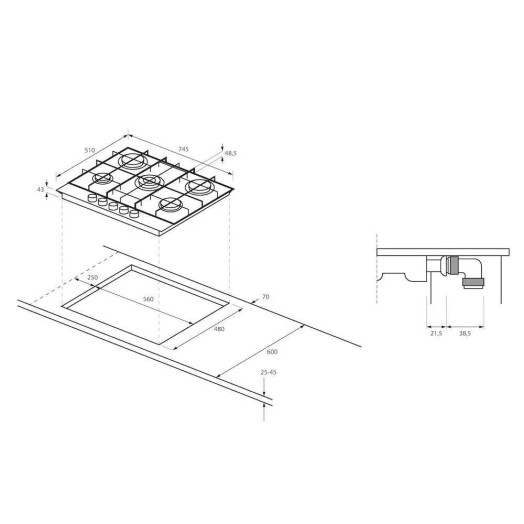 Газова варильна поверхня Haier Gas On Metal Series 6 HAHG7W5HEB 74.5см