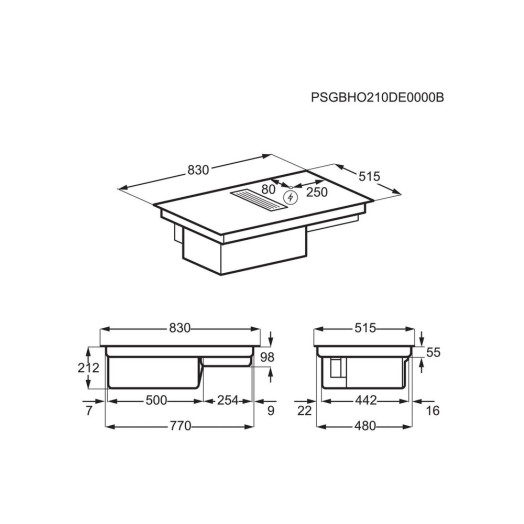 Індукційна плита з витяжкою Electrolux KCC85450 83см