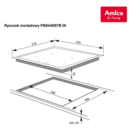 Індукційна плита Amica PID 6544NSTB 2.1 57.6см