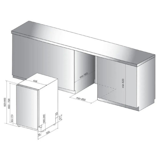 Посудомийна машина Whirlpool WSIO 3T125 6PE X 44,8 см Автоматичне відкриття дверей