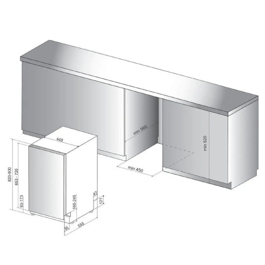 Посудомийна машина Whirlpool WSIO 3O34 PFE X 44,8 см Автоматичне відкриття дверцят Ящик для столових приборів