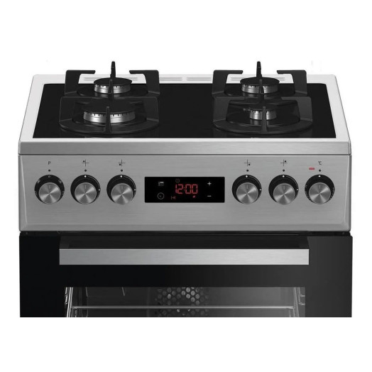 Газоелектрична плита Beko FSMT55330DXDS з вентилятором гриль