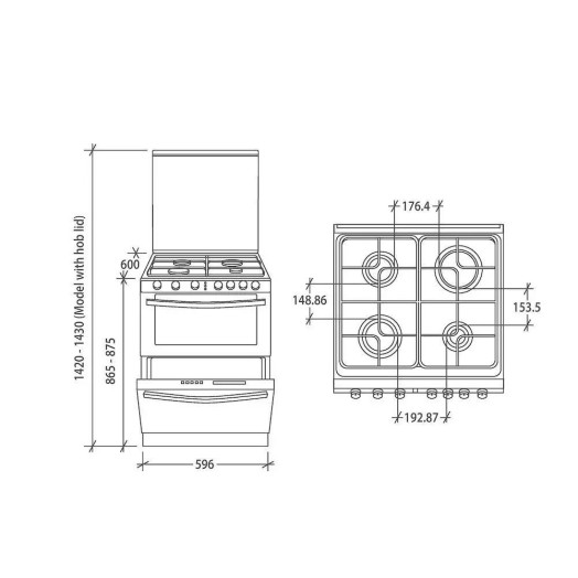 Газоелектрична кухня з посудомийною машиною Candy TRIO4GXNT/1 Rotisserie