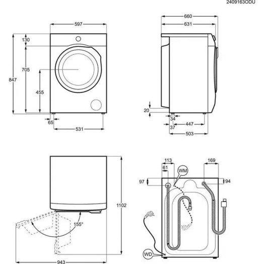 Пральна машина Electrolux 700 SteamCare EW7W5607AP 63,1 см 11 кг/7 кг Пульт дистанційного керування