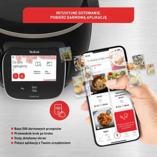 Tefal Cook4me Touch Wi-Fi CY9128 Фритюрниця + кришка для запікання EY1508 1600 Вт 6 л Мобільний додаток