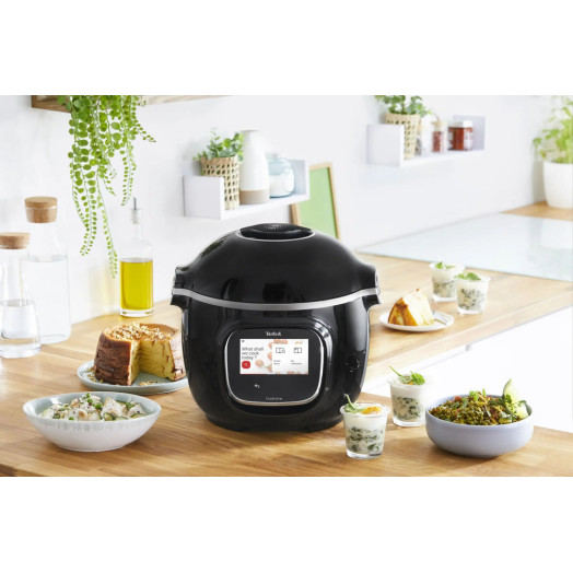 Мультиварка Tefal Cook4me Touch Wi-Fi CY9128 + кришка для зберігання XA612020, 1600 Вт, 6 л, кошик для приготування на пару
