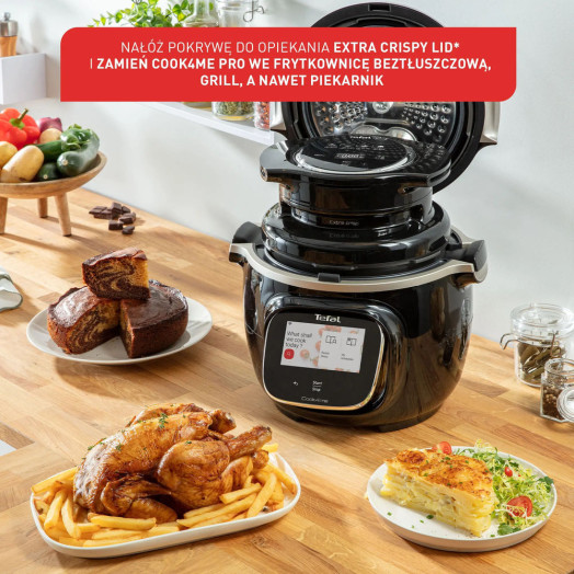 Мультиварка Tefal Cook4me Touch Wi-Fi CY9128 + кришка для зберігання XA612020, 1600 Вт, 6 л, кошик для приготування на пару