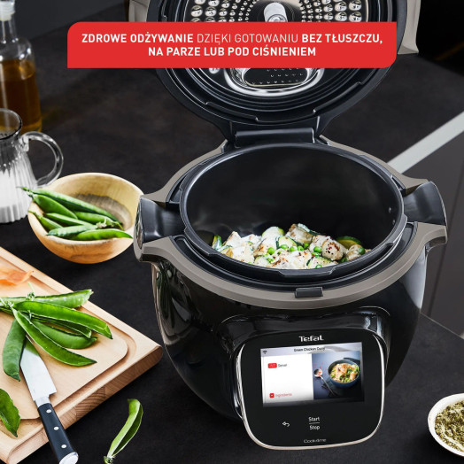 Мультиварка Tefal Cook4me Touch Wi-Fi CY9128 + кришка для зберігання XA612020, 1600 Вт, 6 л, кошик для приготування на пару