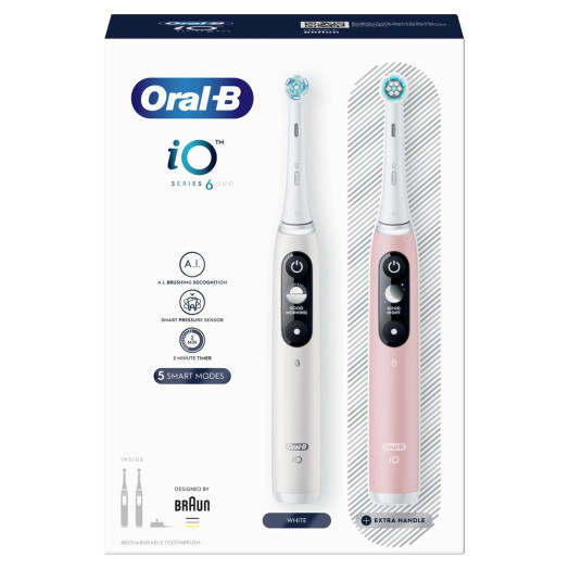 Набір магнітних зубних щіток Oral-B iO Series 6 Duo White&Pink