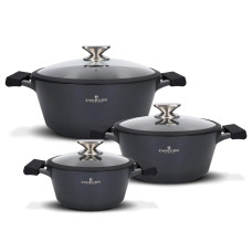 Набір індукційних алюмінієвих каструль Zwieger Black Stone 6 предметів