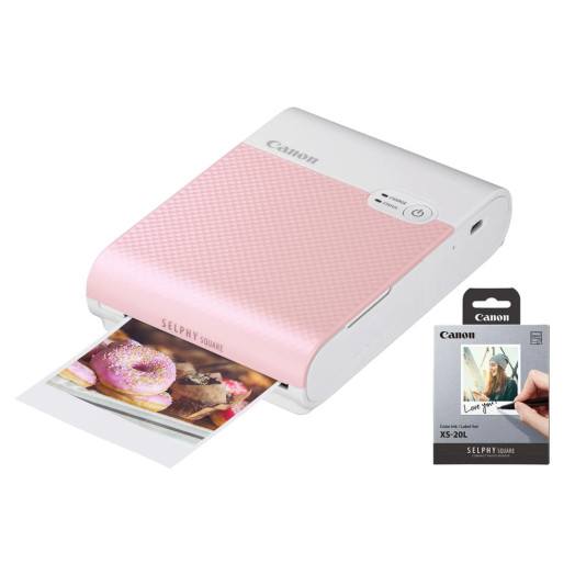 Принтер Canon Selphy Square QX10 рожевий + папір XS-20L 20шт