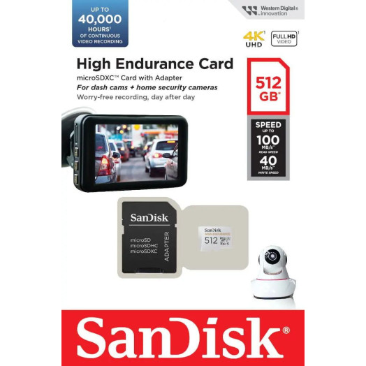 Карта пам'яті SanDisk High Endurance microSDXC 512 ГБ V30