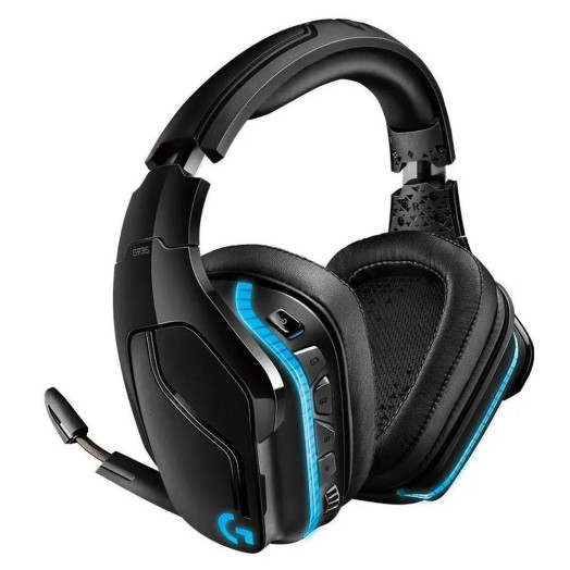 Чорно-сині бездротові навушники Logitech G935 з мікрофоном