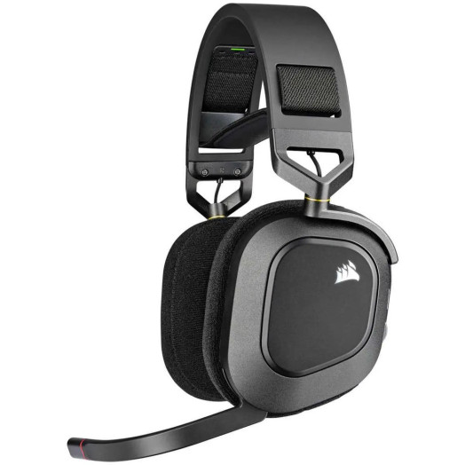 Бездротові навушники з мікрофоном Corsair HS80 RGB Wireless Carbon On-Ear Black and Silver