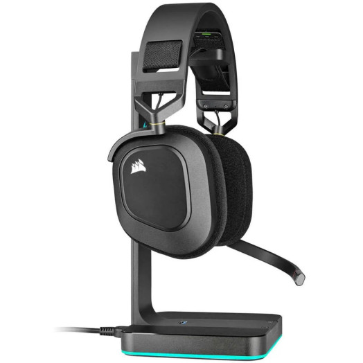 Бездротові навушники з мікрофоном Corsair HS80 RGB Wireless Carbon On-Ear Black and Silver