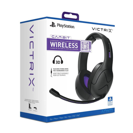 Бездротові навушники Victrix 052-003-EU Gambit PS4/PS5 з мікрофоном, накладні чорні