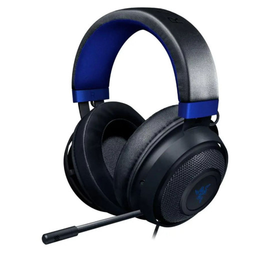 Дротові навушники Razer Kraken для консолі з накладним мікрофоном чорно-сині