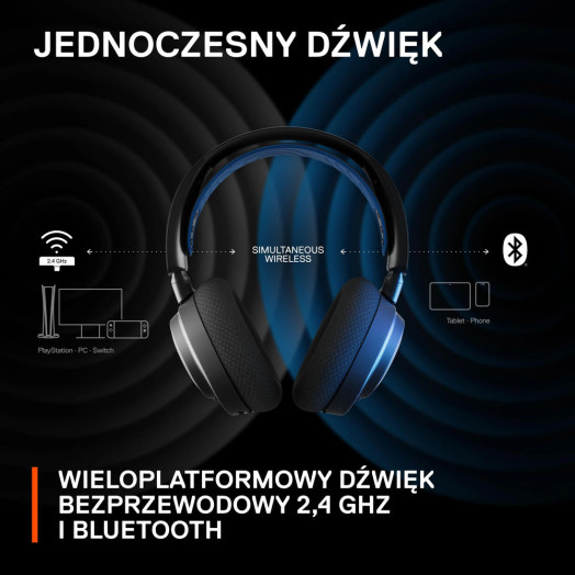 Бездротові накладні накладні навушники SteelSeries Arctis Nova 7P з мікрофоном чорного кольору