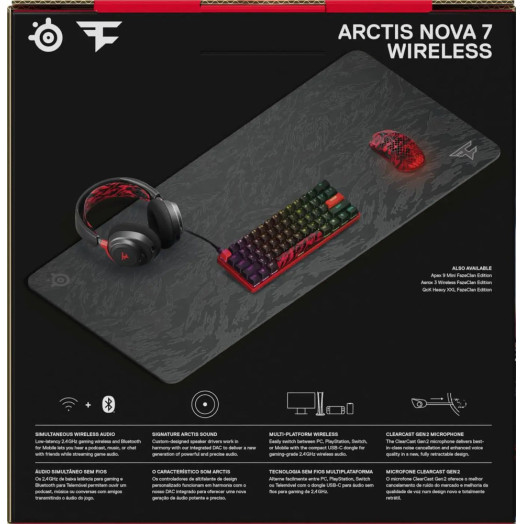 Накладні бездротові навушники SteelSeries Arctis Nova 7 Wireless FaZe Clan Limited Edition з мікрофоном
