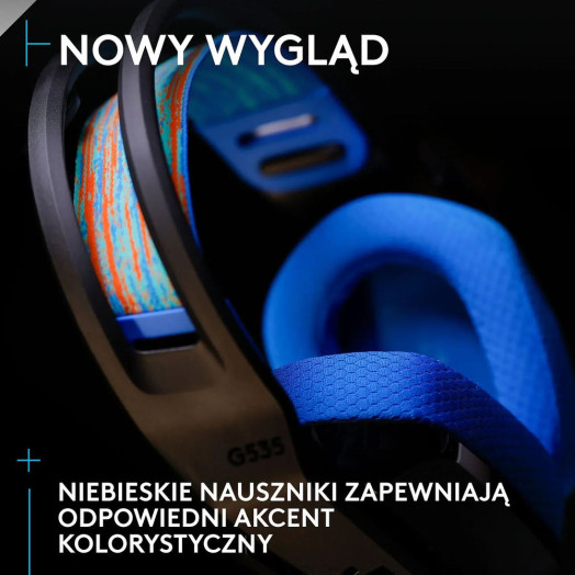 Чорно-сині бездротові навушники Logitech G535 Lightspeed з мікрофоном