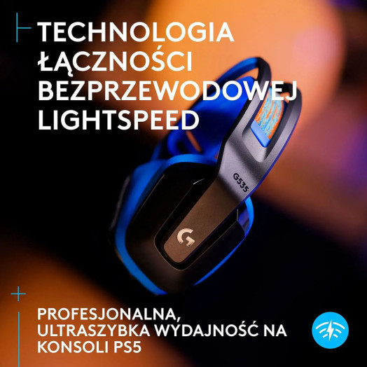 Чорно-сині бездротові навушники Logitech G535 Lightspeed з мікрофоном