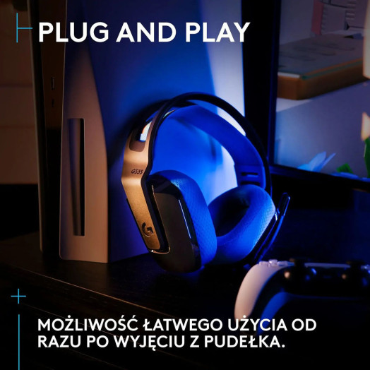 Чорно-сині бездротові навушники Logitech G535 Lightspeed з мікрофоном