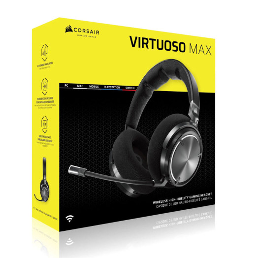 Бездротові навушники з мікрофоном Corsair Virtuoso Max Wireless Carbon ANC On-Ear Black