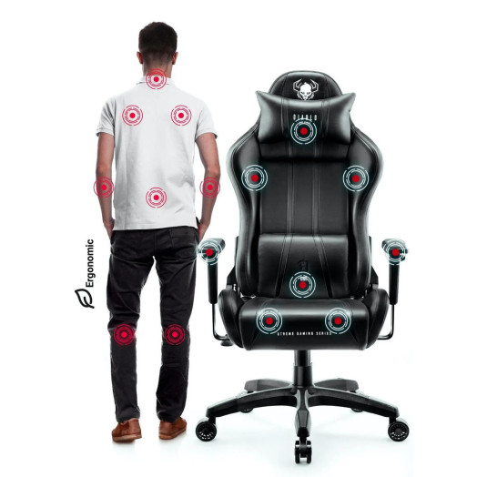 Ігрове крісло Diablo Chairs X-One 2.0 нормального розміру до 136 кг з еко-шкіри, чорного кольору