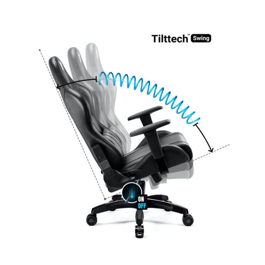 Ігрове крісло Diablo Chairs X-One 2.0 нормального розміру до 136 кг з еко-шкіри, чорного кольору