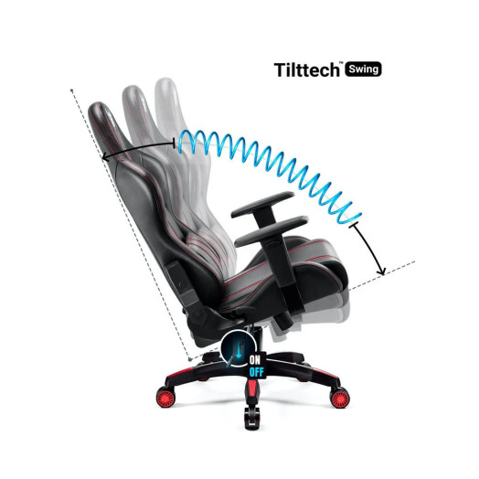 Ігрове крісло Diablo Chairs X-One 2.0 King Size до 160 кг з еко-шкіри чорно-червоного кольору