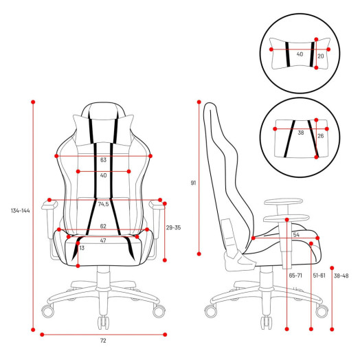 Ігрове крісло Diablo Chairs X-One 2.0 King Size до 160 кг з еко-шкіри чорно-червоного кольору