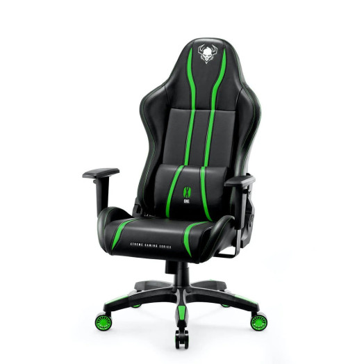 Ігрове крісло Diablo Chairs X-One 2.0 нормального розміру до 136 кг, тканина ЕКО-шкіра, чорно-зелений