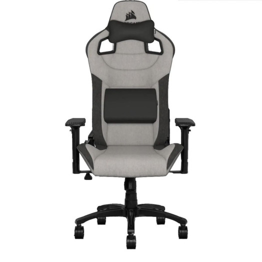 Ігрове крісло Corsair T3 Rush до 120 кг. Тканина світло-сіра