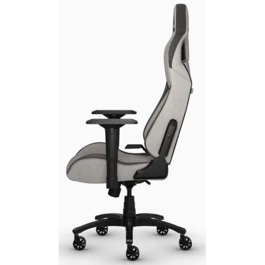 Ігрове крісло Corsair T3 Rush до 120 кг. Тканина світло-сіра