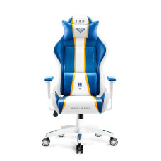 Ігрове крісло Diablo Chairs X-One 2.0 нормального розміру до 136 кг, біло-блакитна шкіра