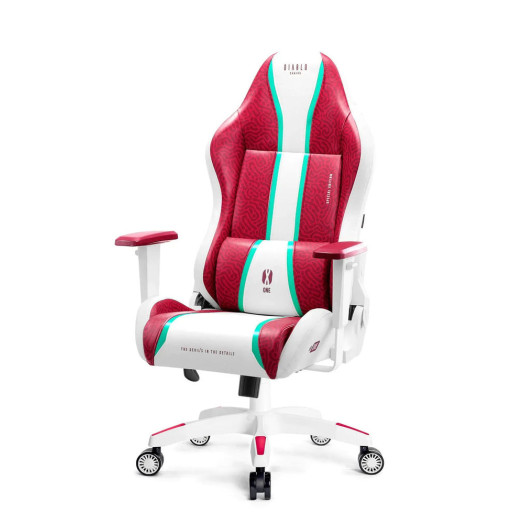 Ігрове крісло Diablo Chairs X-One 2.0 нормального розміру до 136 кг, білий і червоний