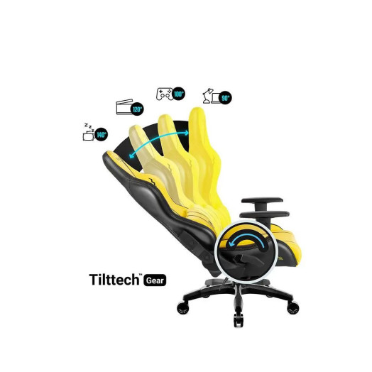 Diablo Chairs X-One 2.0 Normal Size Electric Yellow Gaming Chair до 136 кг ECO Leather Fabric Yellow-Black