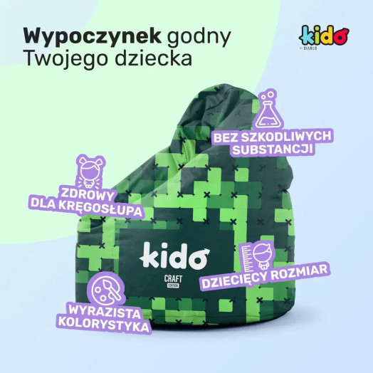 Стільці Diablo KIDO Дитячий пуф з тканини Craft Green