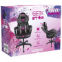 Ігрове крісло Konix Geek Star до 150 кг з чорної та рожевої екошкіри