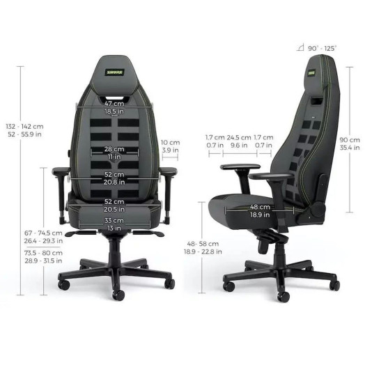 Ігрове крісло Noblechairs LEGEND Shure Edition до 150 кг з екошкіри High Tech сіро-чорний