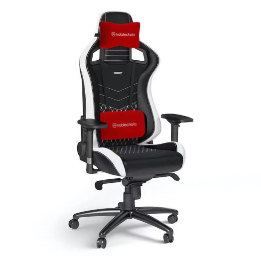 Ігрове крісло Noblechairs EPIC до 120 кг з натуральної шкіри чорно-білого кольору