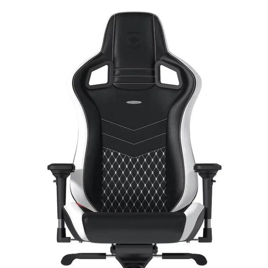 Ігрове крісло Noblechairs EPIC до 120 кг з натуральної шкіри чорно-білого кольору
